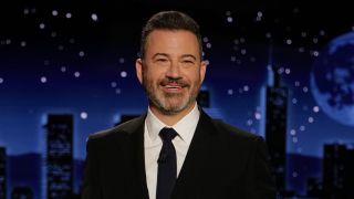 Jimmy Kimmel smiling during monologue on Jimmy Kimmel Live