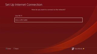 Choose your method of connecting your PlayStation 4 to the internet