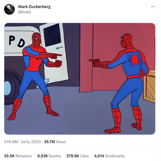 Mark Zuckerberg tweeting a Spider-Man meme.