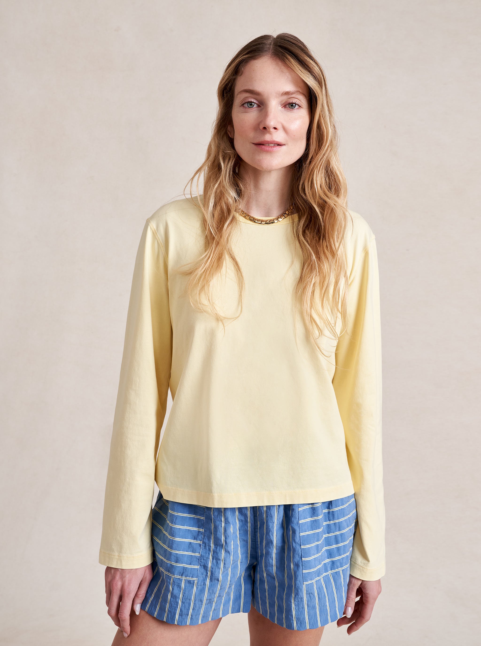 Long Sleeve Boyfriend Tee Xxs in Butter