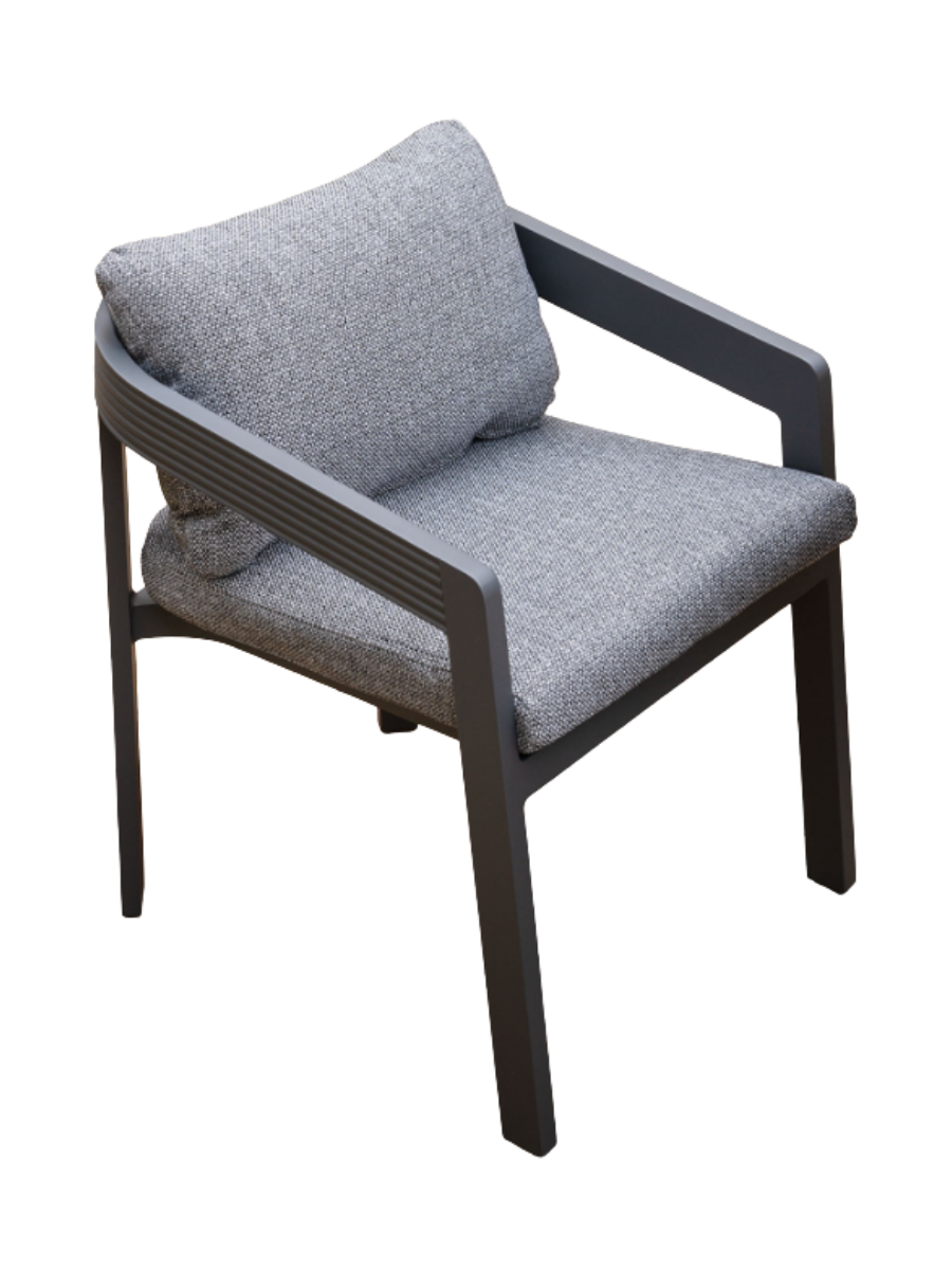 Millie 4 Seat Round Aluminium Dining Set in Graphite Grey