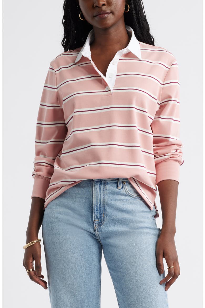 Stripe Long Sleeve Rugby Polo