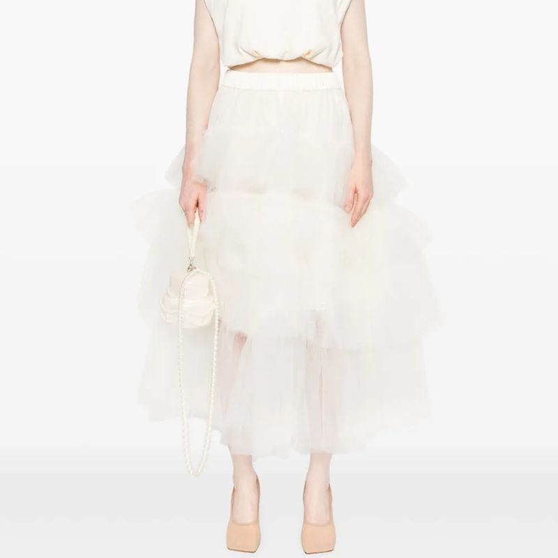 Simone Rochatulle midi skirt on model 