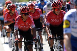 NICE FRANCE AUGUST 30 Nairo Quintana Rojas of Colombia and Team Arkea Samsic Dayer Uberney Quintana Rojas of Colombia and Team Arkea Samsic during the 107th Tour de France 2020 Stage 2 a 186km stage from Nice Haut Pays to Nice TDF2020 LeTour on August 30 2020 in Nice France Photo by Tim de WaeleGetty Images