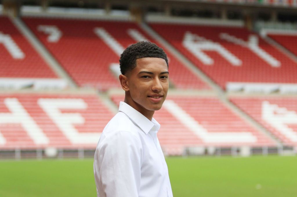  New Sunderland signing Jobe Bellingham at The Academy of Light on June 23, 2023 in Sunderland, England. (