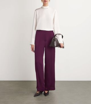 Satin Kyra Wide-Leg Trousers