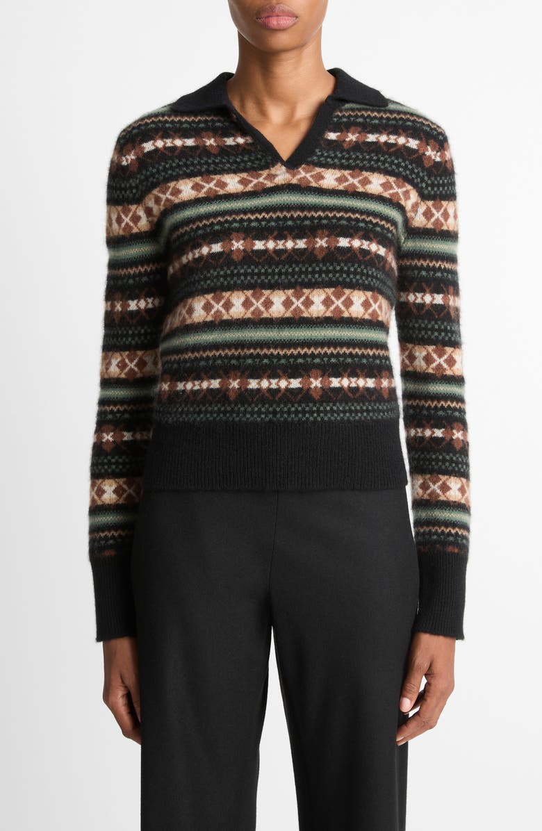 Fair Isle Cashmere Polo Sweater