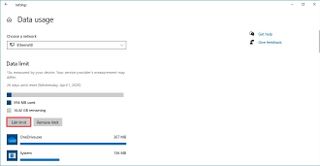 Windows 10 data usage edit limit