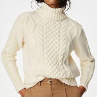 Cable Knit Roll Neck Longline Jumper