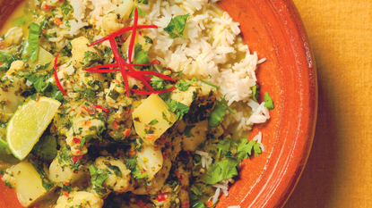 Bowl of cauliflower and potato coconut curry