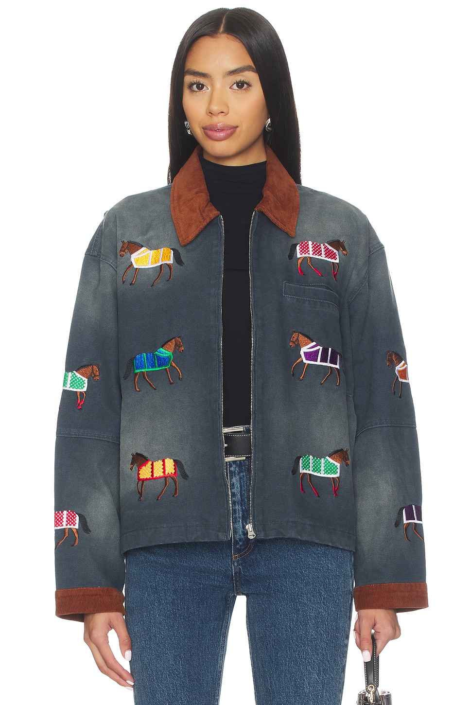 Lariat Horse Embroidered Work Jacket