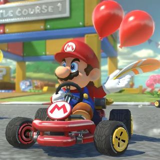 Mario racing in Mario Kart 8 Deluxe, one of the best Nintendo Switch games 