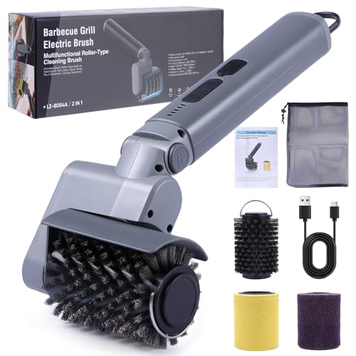 Puvirecn Electric Grill Cleaner 3 in 1, Cleaning Brush Scraper, Easy Clean Cordless Bbq Barbecue Scrubber, for Father's Day, Dad! 50kg.f High Torque, 2500mah, 68w Motor &amp;amp; 360rpm, Splash Guard, Ipx7