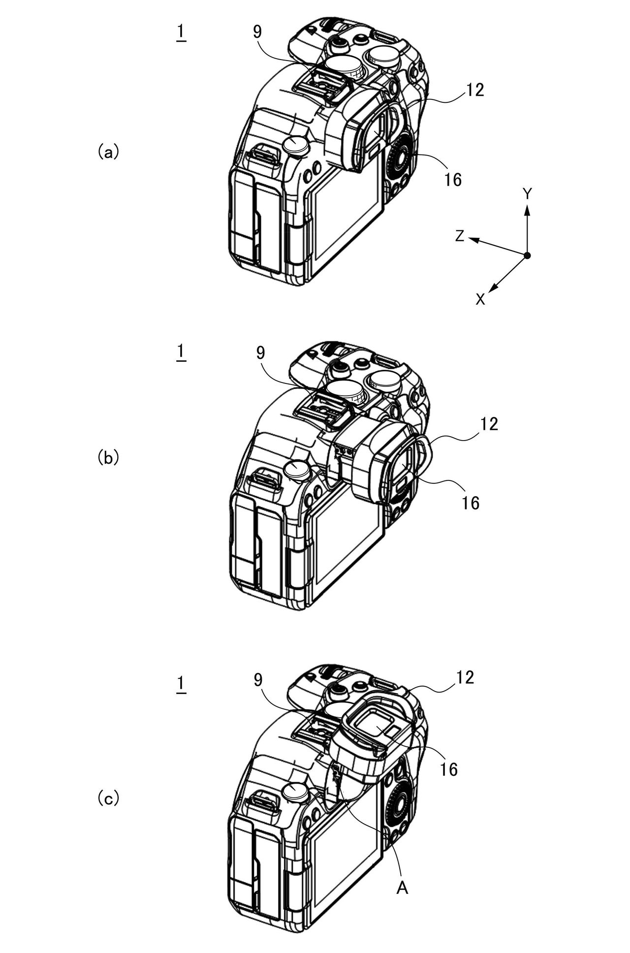 Canon patent diagrams for built-in tilt EVF for EOS R mirrorless cameras