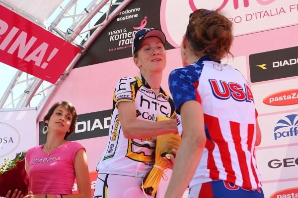 Judith Arndt (HTC - Columbia Women) congratulates Mara Abbot (United States).