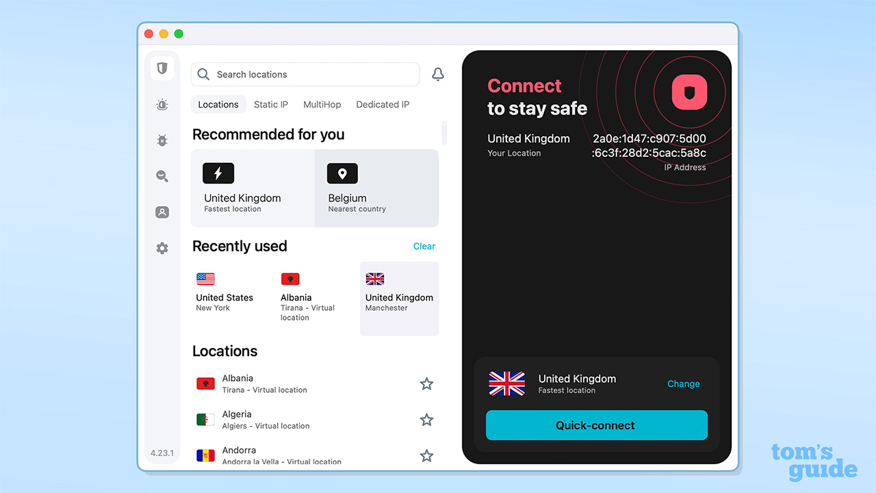 Screengrab of Surfshark&#039;s application when not connected to a server