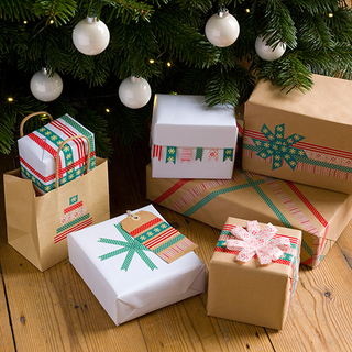 wrap gifts in plain brown or white paper and pick washi tape