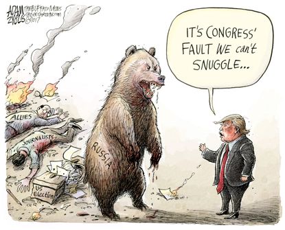 Political cartoon U.S. Trump Russia investigation voter fraud fake news