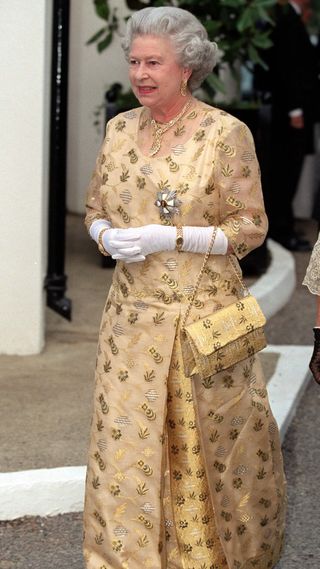 The Queen's gold embroidered ensemble, Buckinghamshire, 1999