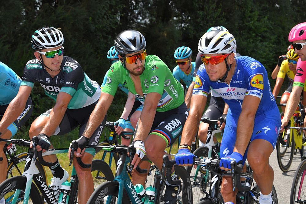 Peter Sagan (Bora-Hansgrohe) wears the green points jersey