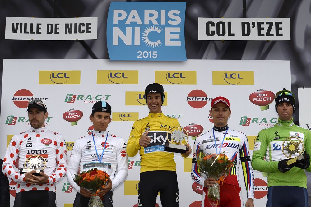 The final podium at the 2015 edition of Paris-Nice