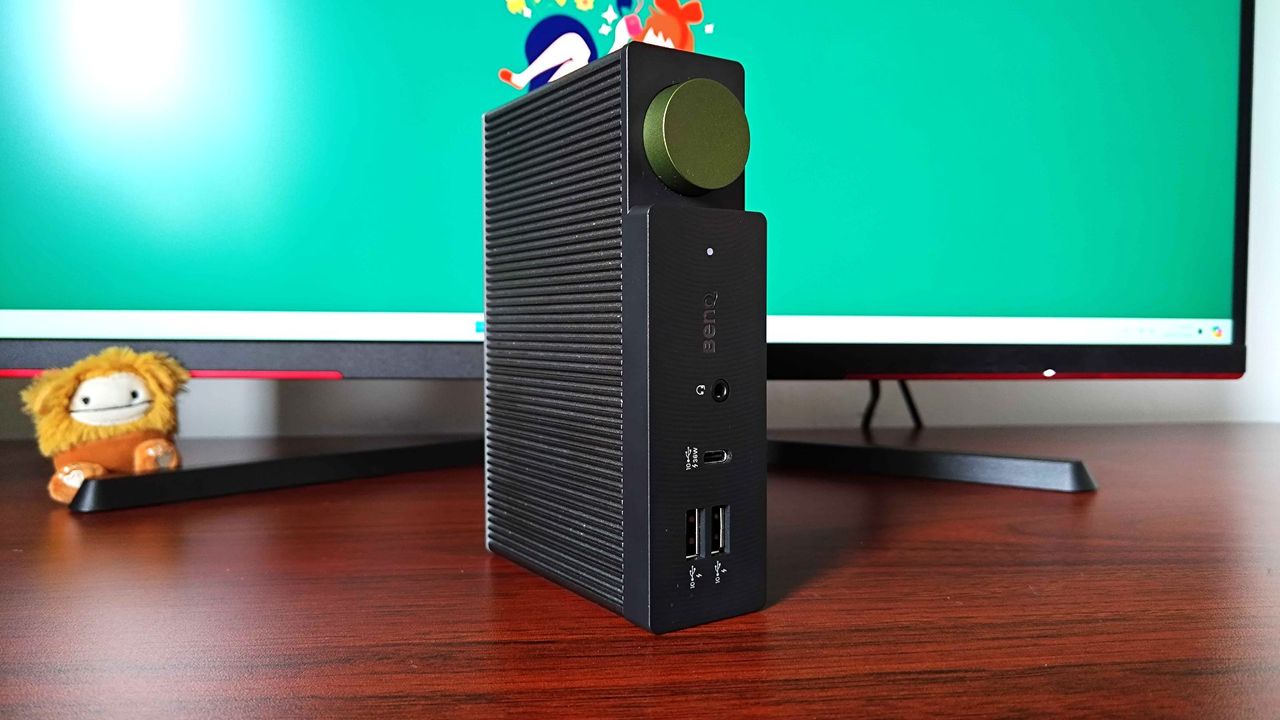 BenQ BeCreatus standing vertically on desk