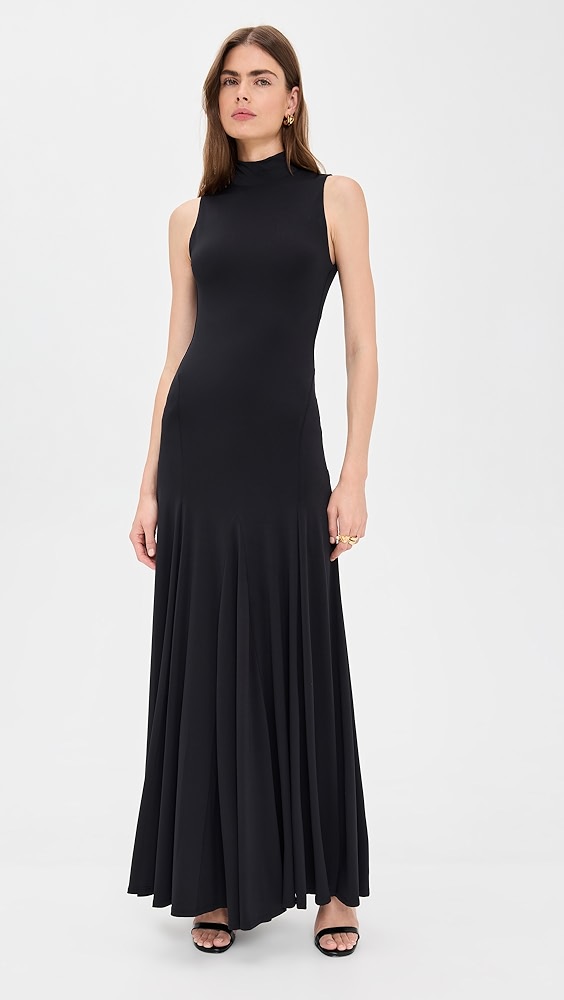Alice + Olivia Augusta Open Back Sleeveless Turtleneck Maxi Dress