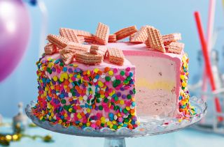 Pink wafer ice-cream cake