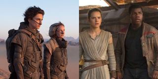 Paul Atreides and Lady Jessica in Dune and Rey and Finn in Star Wars: The Force Awakens
