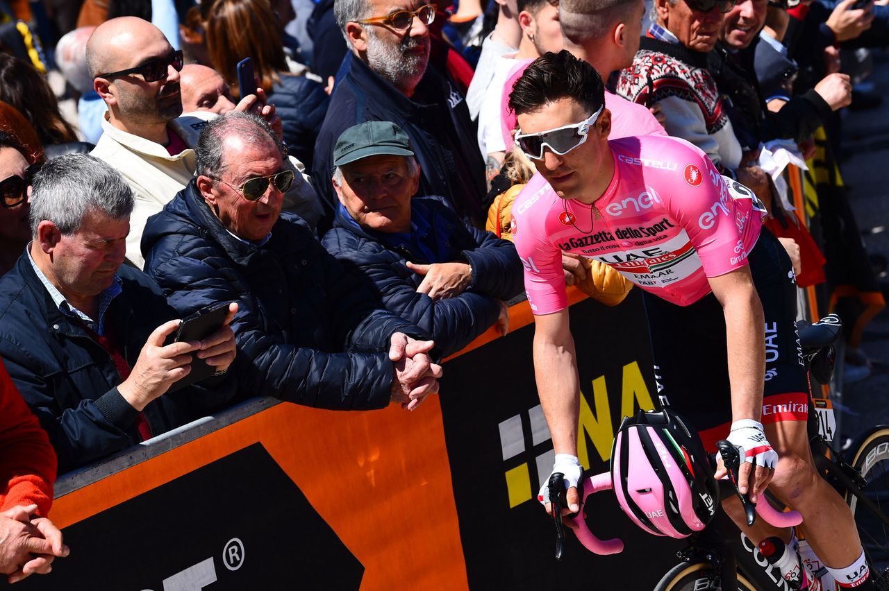 Valerio Conti (UAE Team Emirates) rides to the start of stage 7 at the Giro d'Italia