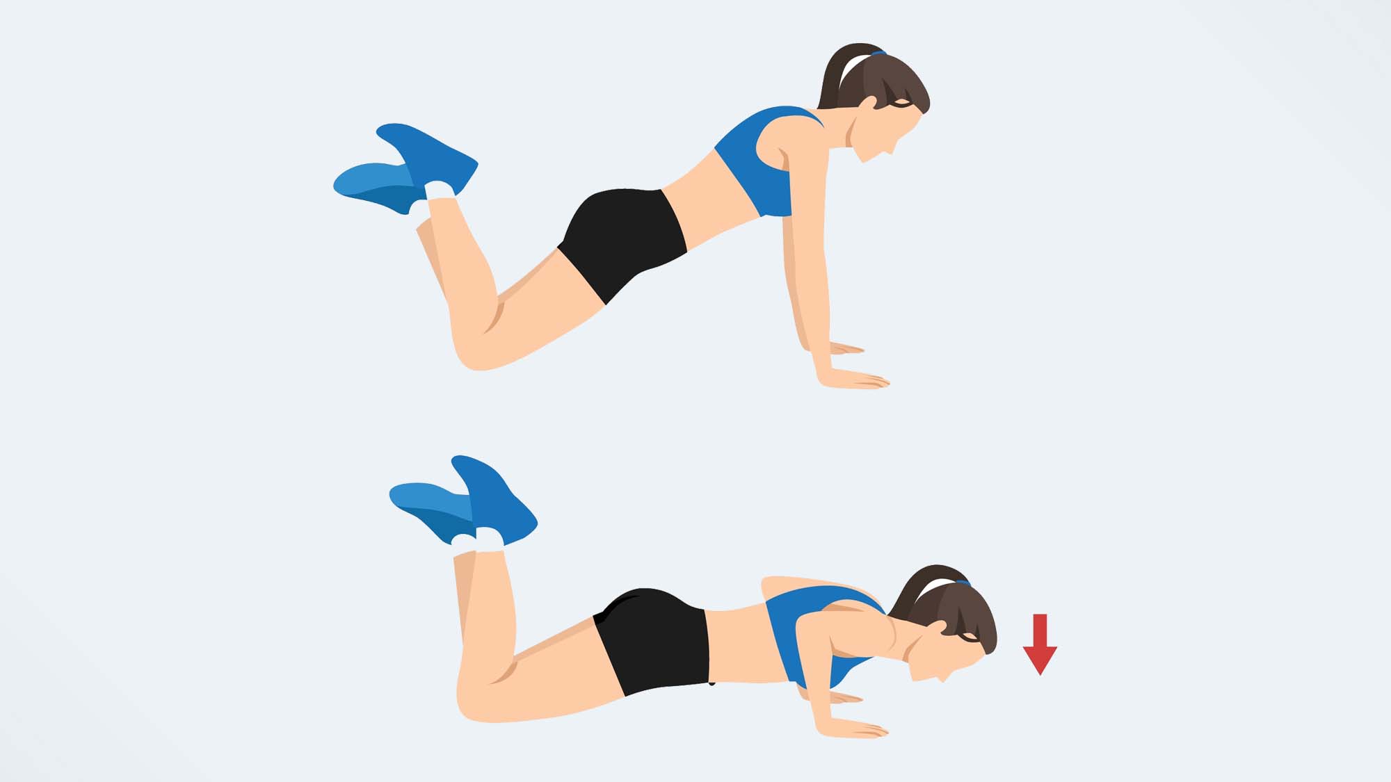 an illo of a woman doing push ups on her knees