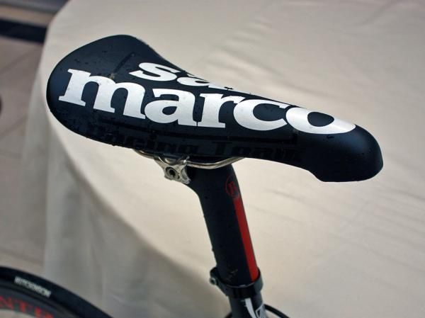 Armstrong's trademark Selle San Marco Concor Lite saddles were often free of identifying logos in recent years but they're flown proudly now.