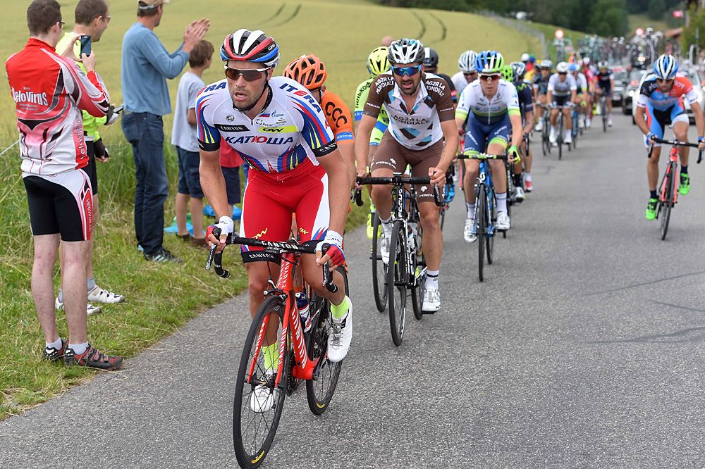 Katusha leading the group during stage 8