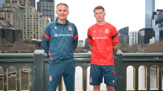 Phil Parkinson & James McLean in a promotional image for Wrexham's Tour down Under.