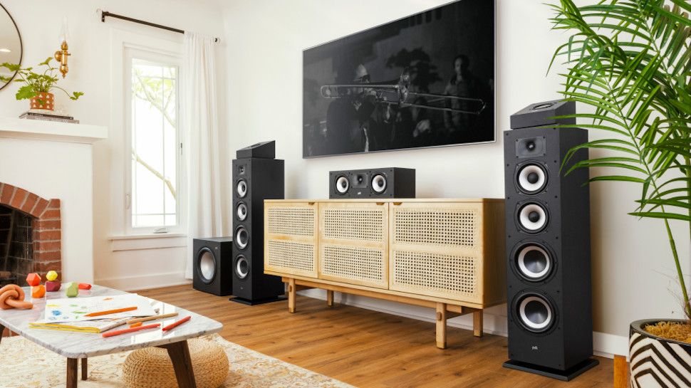 Polk Audio Monitor XT speaker setup in a living room