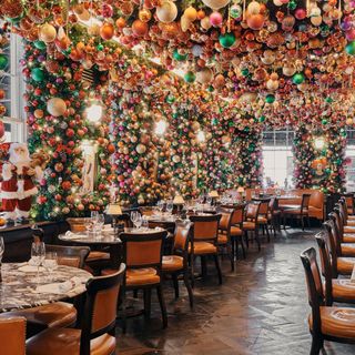 restaurant with christmas decoration