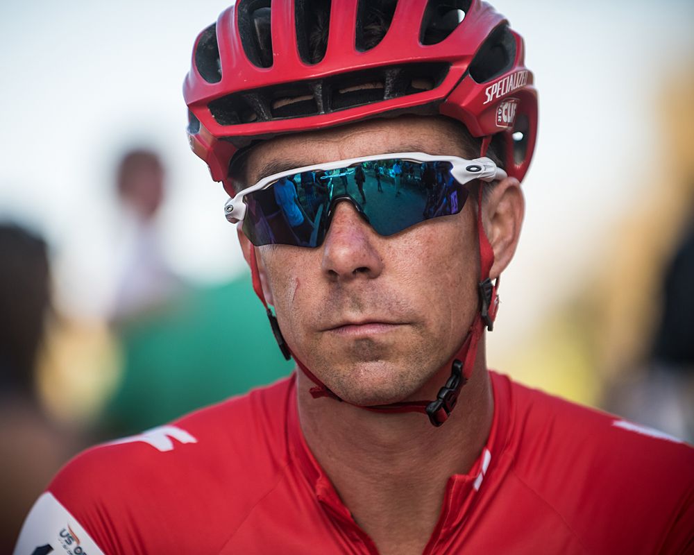 Todd Wells (Specialized) makes an appearance at the start line and shows he still has a little gas left in his tank after retirement.