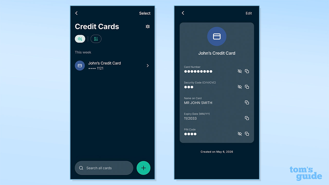 تصویری از اطلاعات کارت اعتباری موبایل ExpressKeys