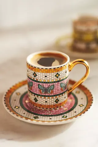 Bistro Garden Tile Espresso Cup 
Saucer