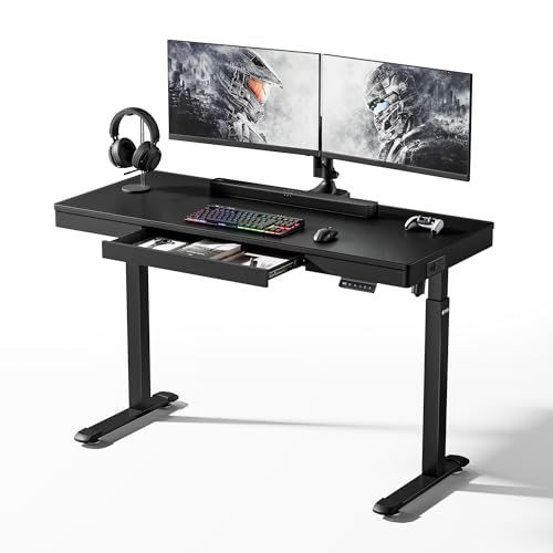 Frosted Glass Standing Desk With Drawers