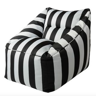 Black and white striped bean bag chair
