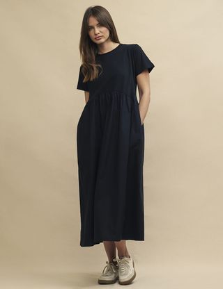 Black Maine Smock Midi Dress