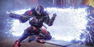 A Titan takes cover in Destiny 2