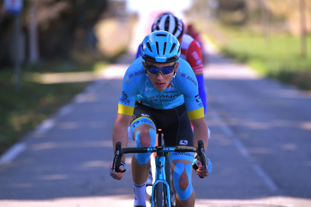 CHALET REYNARD MONT VENTOUX FRANCE FEBRUARY 15 Vadim Pronskiy of Kazakhstan and Team Astana Pro Team during the 5th Tour de La Provence 2020 Stage 3 a 1435km stage from Istres to Chalet Reynard Mont Ventoux 1429m TDLP letourdelaprovence TDLP2020 on February 15 2020 in Chalet Reynard Mont Ventoux France Photo by Luc ClaessenGetty Images