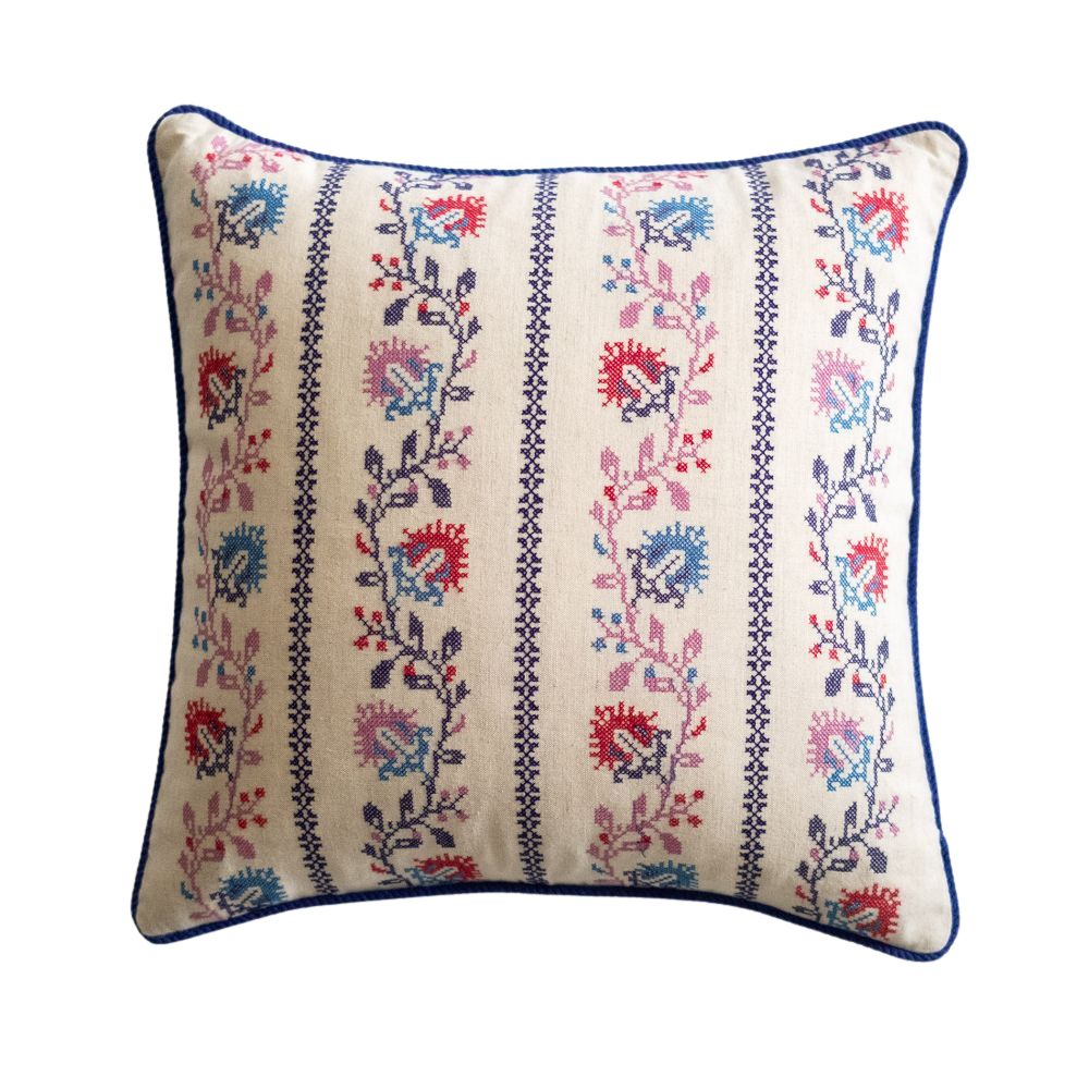Climbing Florals Embroidered Pillow Cover