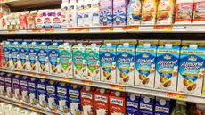 Milk alternatives are seen at a grocery store in Miami Beach, Florida. 