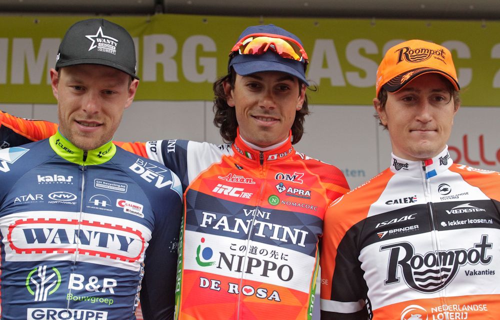 Xandro Meurisse, Marco Canola and Nick Van Der Lijke on the Volta Limburg Classic podium