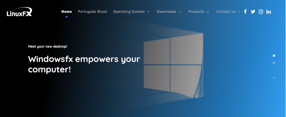 screenshot of LinuxFX&#039;s website