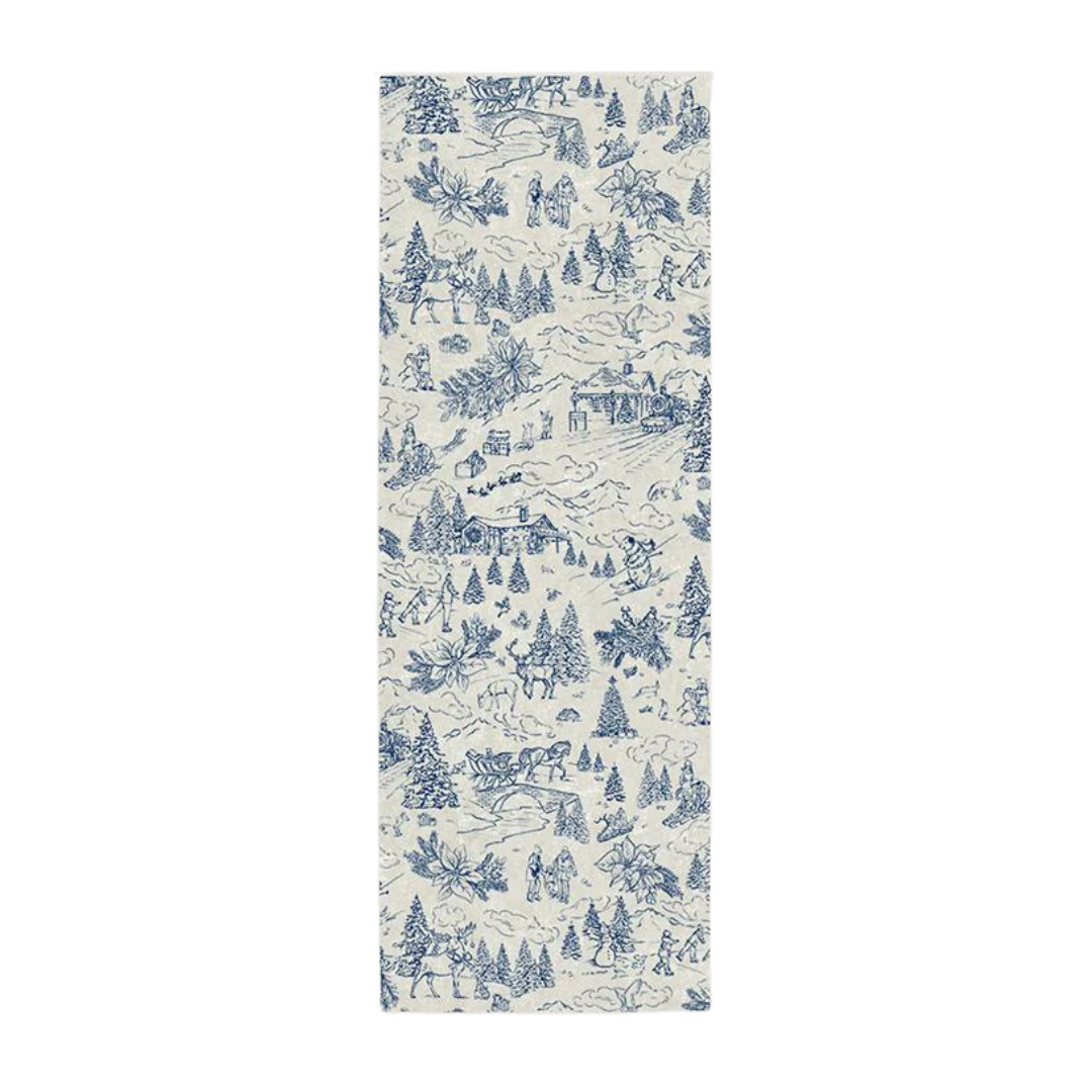 Ruggable, Winter Toile Blue Flatwoven Rug, 2.5&#039; x 7&#039;
