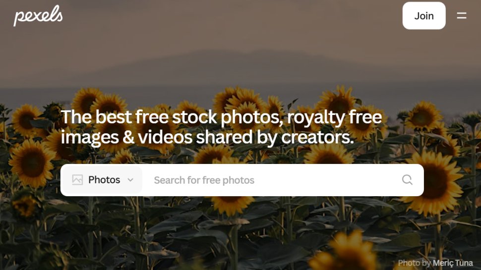 Website screenshot of Pexels (July, 2025)